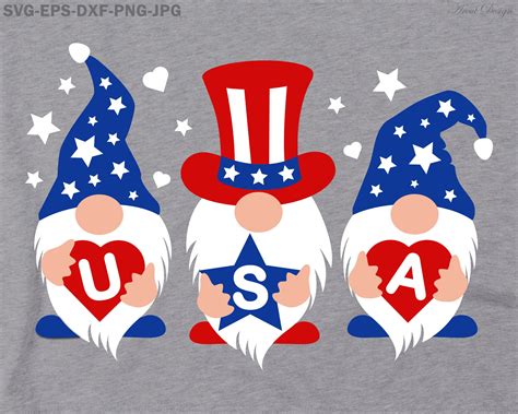 4th Of July Gnomes SVG Independence Day Patriotic Gnomes Etsy