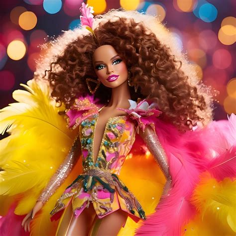 Linda Barbie De Cabello Casta O Rizado Con Traje De Carnaval Contra El