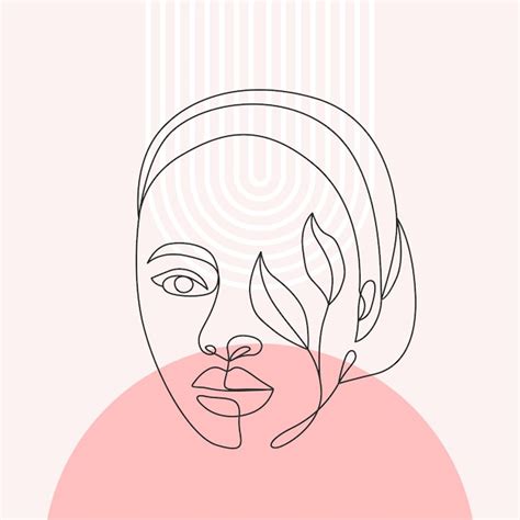 Premium Vector Minimal Design Of Portrait Of Woman And Flowers In