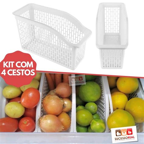 Kit Cesto Organizador Multiuso Alto Pl Stico Geladeira Dispensa