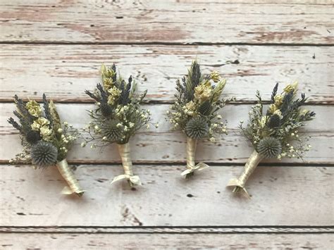 Beautiful Thistle Buttonholes Made From Dried Flowers And Etsy Uk