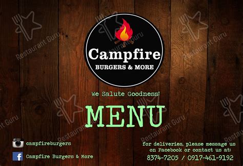 Menu At Campfire Burgers And More Restaurant Quezon City