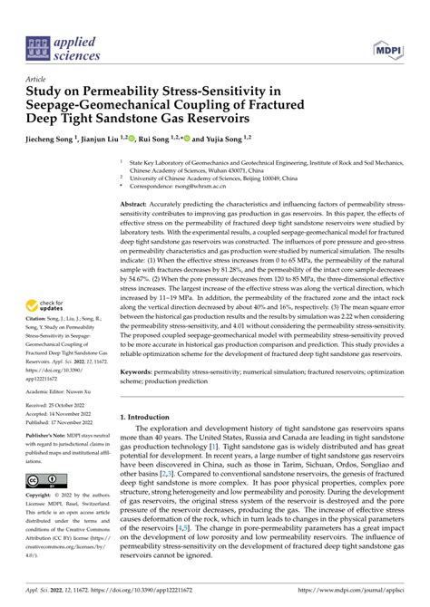 Pdf Study On Permeability Stress Sensitivity In Seepage Geomechanical