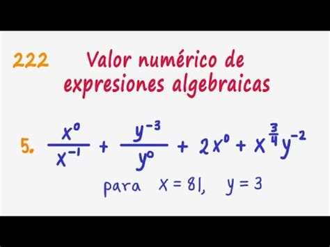 Lgebra De Baldor Ejercicio Hallar El Valor Num Rico De La