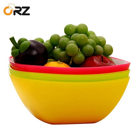 Orz Set Of 3 Pp Pasta Salad Bowl Colorful Fruits Vegetables Plastic Mixing Bowl Snack Candy Dish