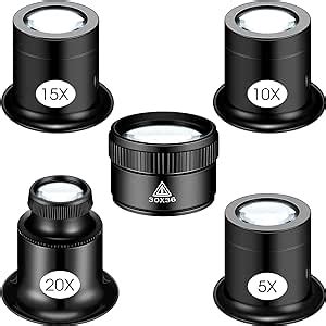 Amazon 5 Pcs Jewelers Loupe Portable Monocular Magnifier