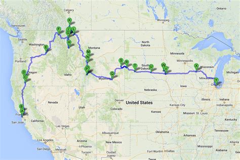 Road Trip National Parks USA Map