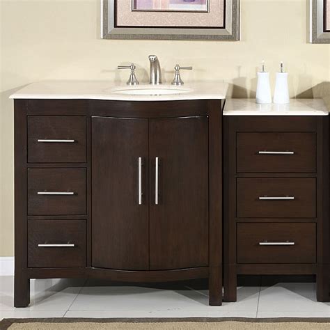 Silkroad Exclusive Stone Counter Top Bathroom Single Sink Cabinet