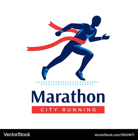 Running Marathon Logo Or Label Runner With Red Vector Image