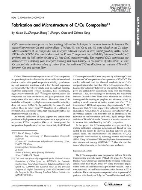 PDF Fabrication And Microstructure Of C Cu Composites DOKUMEN TIPS