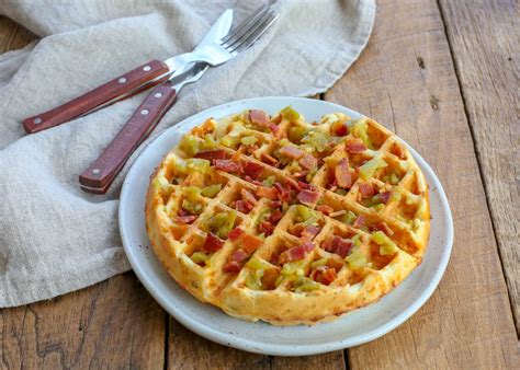 Cheddar Bacon Green Chile Waffles Barefeet In The Kitchen