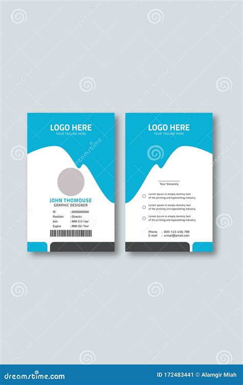 Portrait Id Card Template Cardtemplatemyid