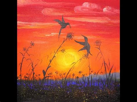 Lovebirds At Sunset Acrylic Painting Tutorial For Romantics And Nature