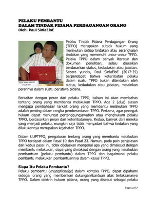 Pelaku Pembantu Dalam Tindak Pidana Perdagangan Orang Pdf