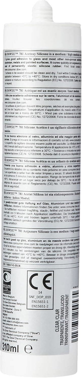 Dow Corning 781 Drinking Water Safe Clear Silicone Sealant 310ml