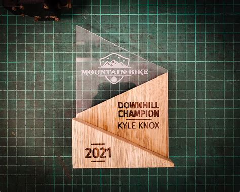 Personalised Wooden Acrylic Trophy Award Personalized Bespoke Etsy