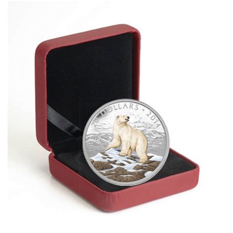 2014 Canadian $20 Polar Bear - 1 oz Fine Silver Coin-no outside box & slightly toned