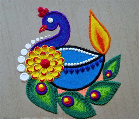 Top 10 Easy And Beautiful Peacock Rangoli Design Ideas