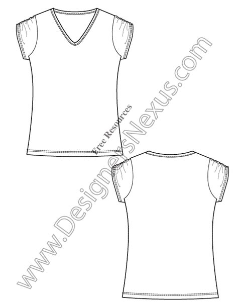 V11 Free Vector T-Shirt Template Illustrator Fashion Technical Drawing ...