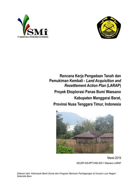 Pdf Rencana Kerja Pengadaan Tanah Dan Pemukiman Kembali Land · Didanai Oleh Kelompok