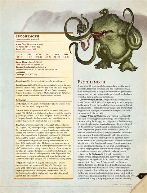 Dnd 5e Homebrew — Volos Guide To Monsters Preview Froghemoth By