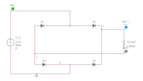 Bridge Type Full Wave Bridge Rectifier Multisim Live