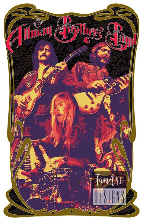 Allman Brothers Band Illustration Poster Allman Brothers Band Vintage ...