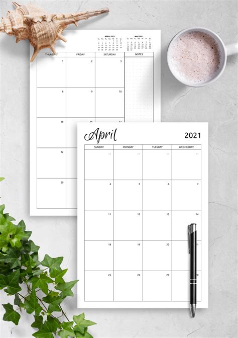 Download Printable Monthly Calendar Template PDF