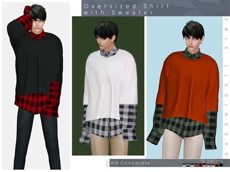 Sims 4 — Oversized Shirt With Sweater By Darknighttsims — Oversized