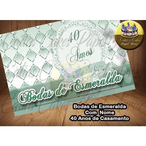 Bodas De Esmeralda Anos De Casamento Papel De Arroz P Bolo