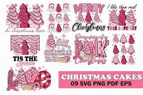 Pink Christmas Tree Cakes Svg Png Bundle Graphic By Cat Lady · Creative