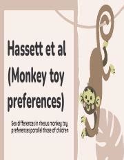 Hassett Ppt Pdf Hassett Et Al Monkey Toy Preferences Sex Differences