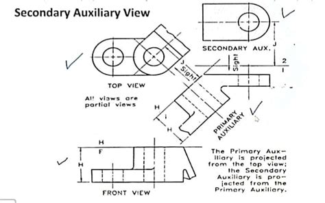 mechanical engineering - Auxiliary View to Isometric Projection (3D ...