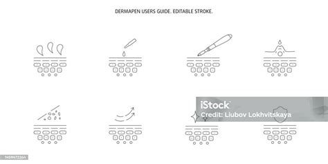 Derma Roller Dermapen Or Mesopen Line Icon For Face Treatment Stock