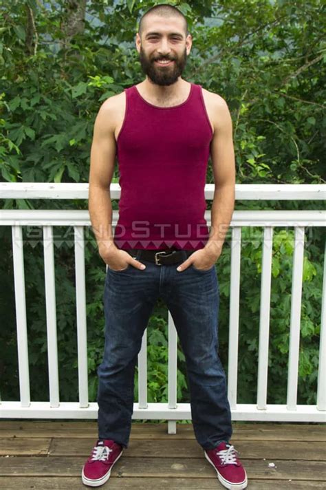 Bearded Andre Strips Naked Outdoors And Jerks His Fat Uncut Cock