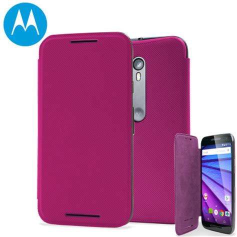 Official Motorola Moto G Rd Gen Flip Shell Cover Raspberry