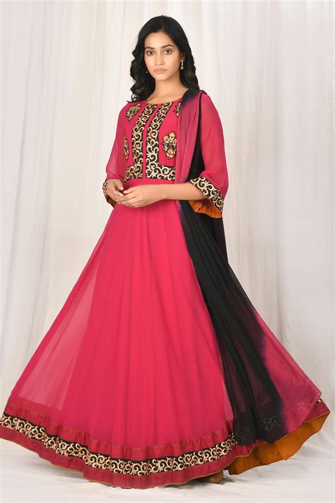 Buy Naintara Bajaj Pink Georgette Embroidered Anarkali Set Online Aza