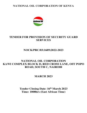 Fillable Online Tender For Provision Of Security Guard Services Nock