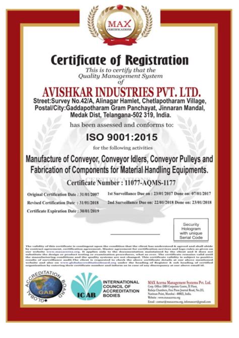 Iso Certification Avishkar Industries Pvt Ltd