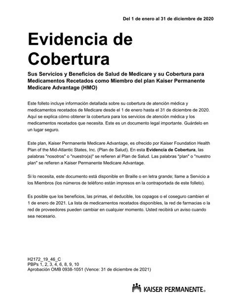 PDF Kaiser Permanente Evidencia De Cobertura Evidencia De Cobertura