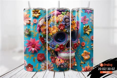 D Florals Sugar Skull Tumbler Wrap