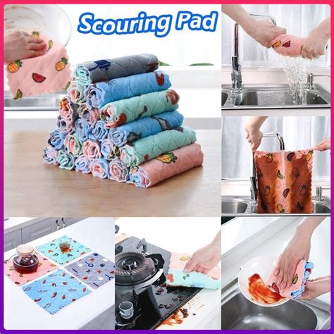 Kitchen Double Sided Absorbent Dish Cloth Non Stick Oil Hand Towel