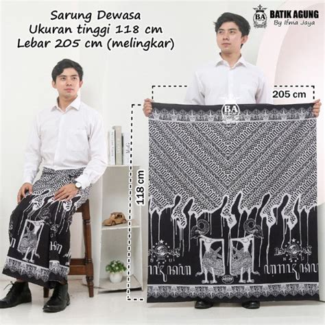 Jual Sarung Batik Katun Dewasa Motif Wayang Arjuna Nu Monochrome