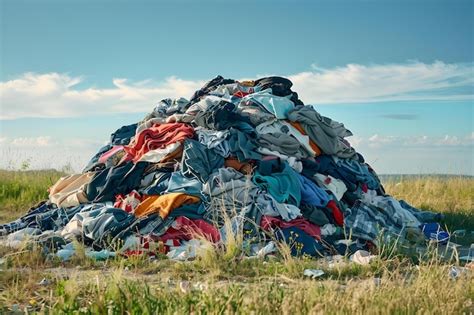 Premium Photo | The Impact of Fast Fashion Waste A Pile of Discarded ...