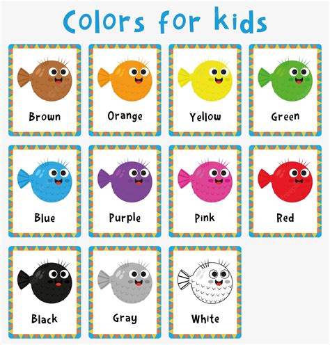 Карточки по цветам для детей | Премиум векторы