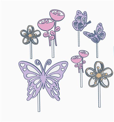 STL file Butterflies and Flowers Cake Topper・3D print model to download ...