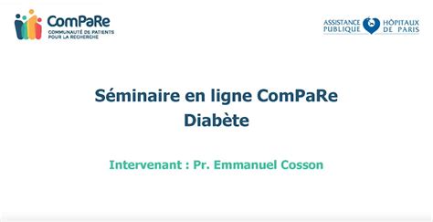 Webinaire ComPaRe Diabète ComPaRe Communauté de Patients pour la