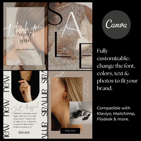 Modern Editable Jewelry E-commerce Email Canva Templates | Klaviyo