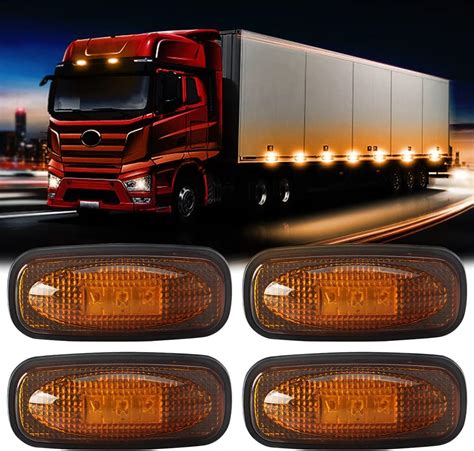 Yifengshun Yifengshun 4pcs 3LED Amber Yellow Side Marker Lights 12 24V