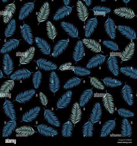 Beautifil Palm Tree Leaf Silhouette Seamless Pattern Background Stock